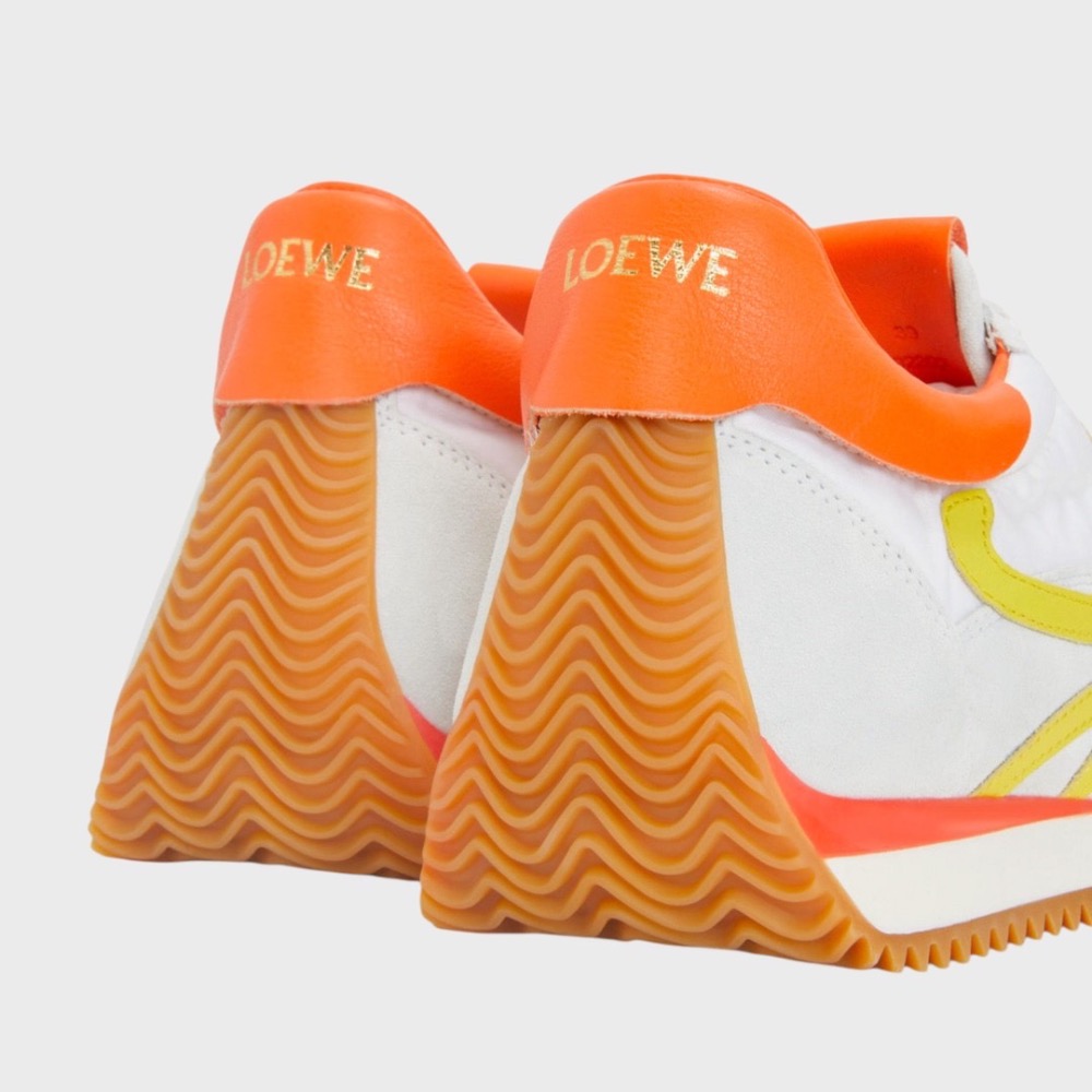 👟Loewe Flow2.0 Runner Suede運動跑鞋｜休閒鞋｜尼龍和麂皮｜｜橘白黃｜淺灰色｜橘色｜黃色｜黃L-細節圖5