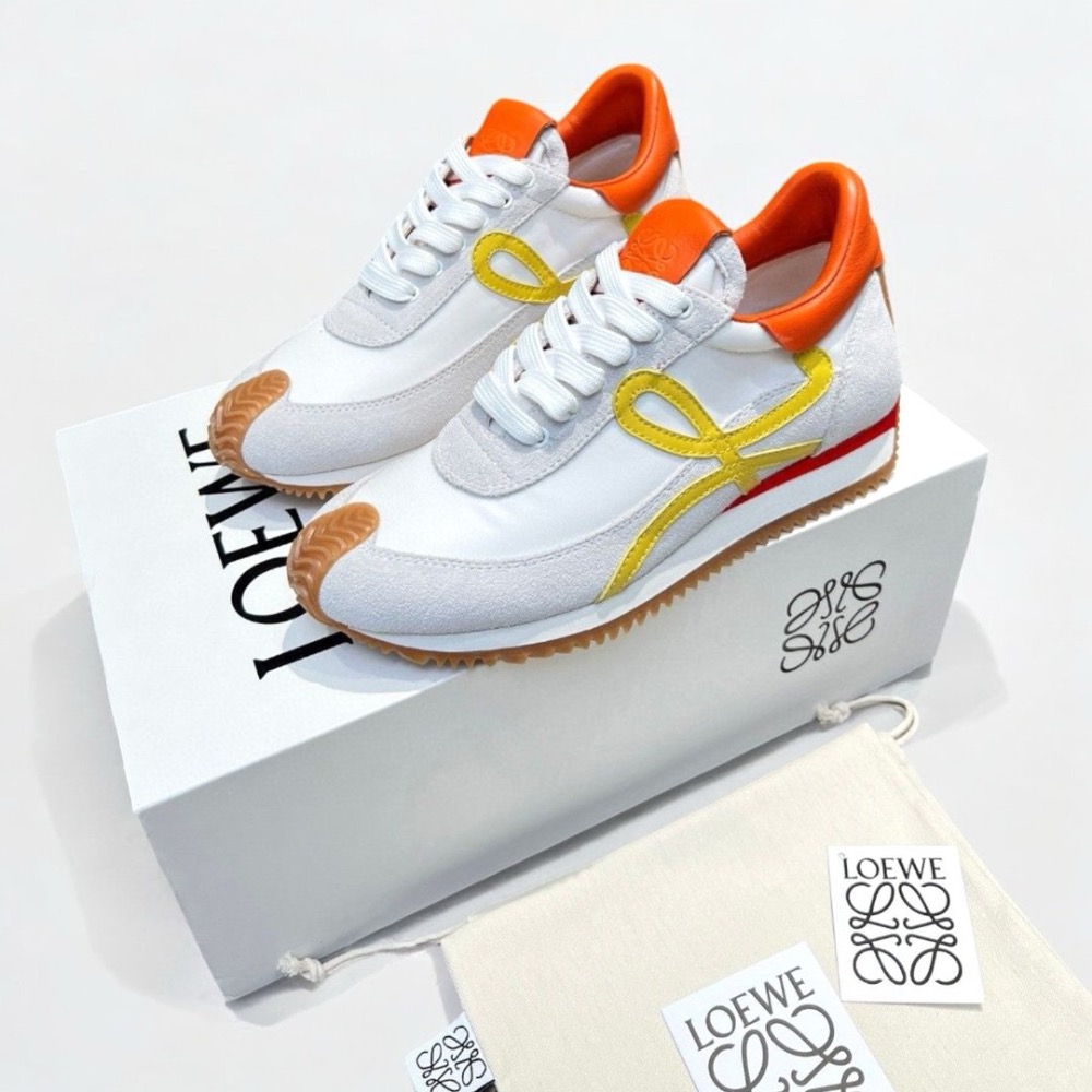 👟Loewe Flow2.0 Runner Suede運動跑鞋｜休閒鞋｜尼龍和麂皮｜｜橘白黃｜淺灰色｜橘色｜黃色｜黃L-細節圖8