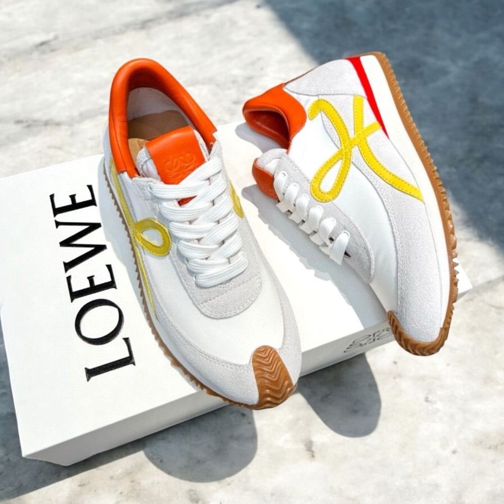 👟Loewe Flow2.0 Runner Suede運動跑鞋｜休閒鞋｜尼龍和麂皮｜｜橘白黃｜淺灰色｜橘色｜黃色｜黃L-細節圖9