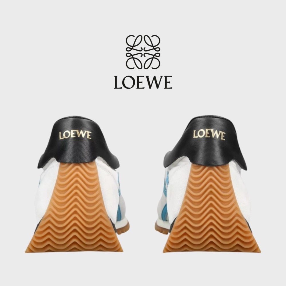 👟Loewe Flow2.0 Runner Suede運動跑鞋｜休閒鞋｜尼龍和麂皮｜白藍黑｜白色｜小白鞋｜藍L-細節圖5