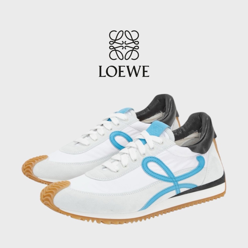 👟Loewe Flow2.0 Runner Suede運動跑鞋｜休閒鞋｜尼龍和麂皮｜白藍黑｜白色｜小白鞋｜藍L-細節圖7