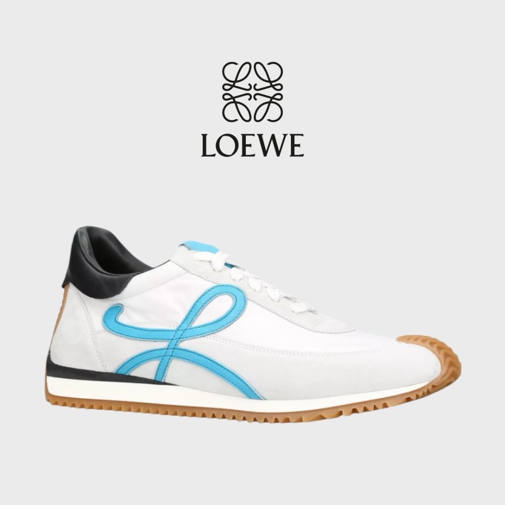 👟Loewe Flow2.0 Runner Suede運動跑鞋｜休閒鞋｜尼龍和麂皮｜白藍黑｜白色｜小白鞋｜藍L-細節圖8