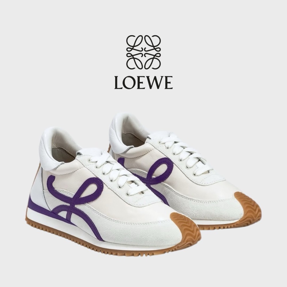 👟Loewe Flow2.0 Runner Suede運動跑鞋｜休閒鞋｜尼龍和麂皮｜白紫灰｜白色｜小白鞋｜紫L｜羅威-細節圖3
