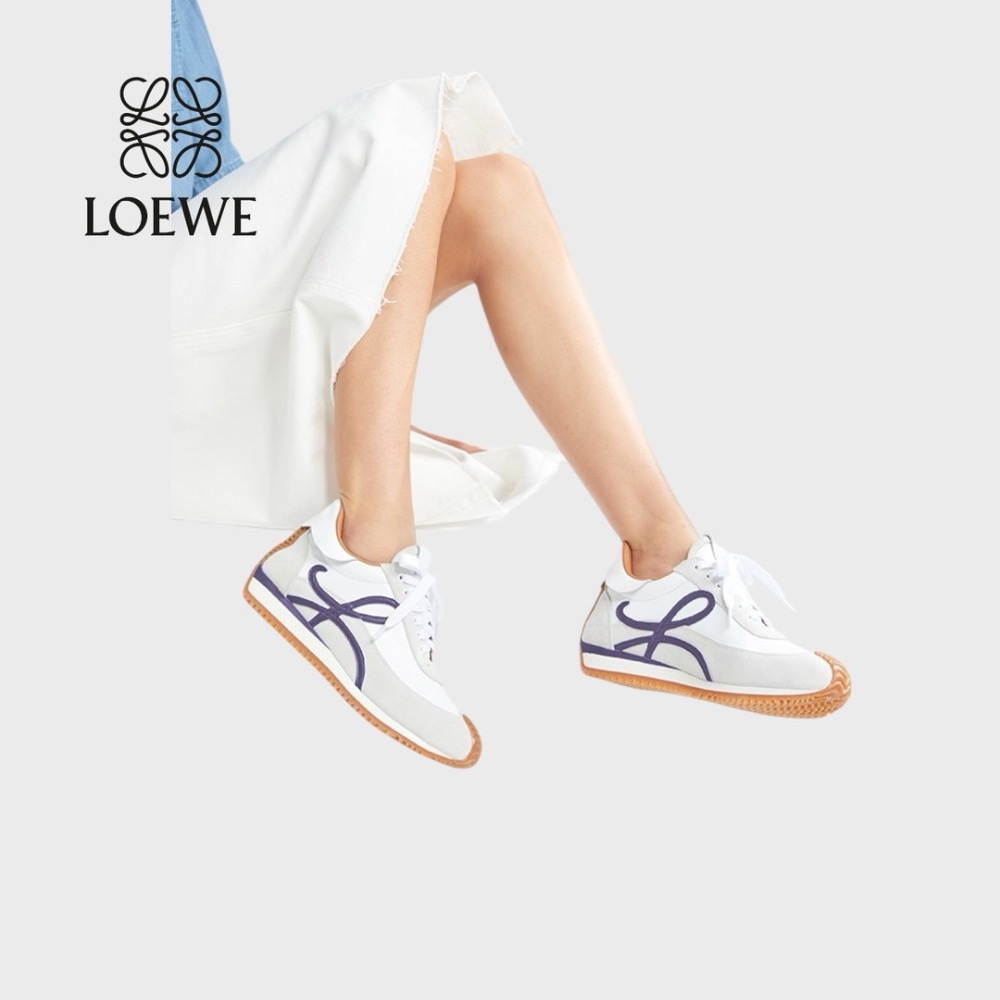 👟Loewe Flow2.0 Runner Suede運動跑鞋｜休閒鞋｜尼龍和麂皮｜白紫灰｜白色｜小白鞋｜紫L｜羅威-細節圖6