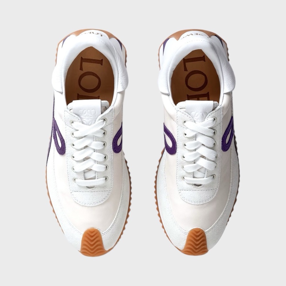 👟Loewe Flow2.0 Runner Suede運動跑鞋｜休閒鞋｜尼龍和麂皮｜白紫灰｜白色｜小白鞋｜紫L｜羅威-細節圖9