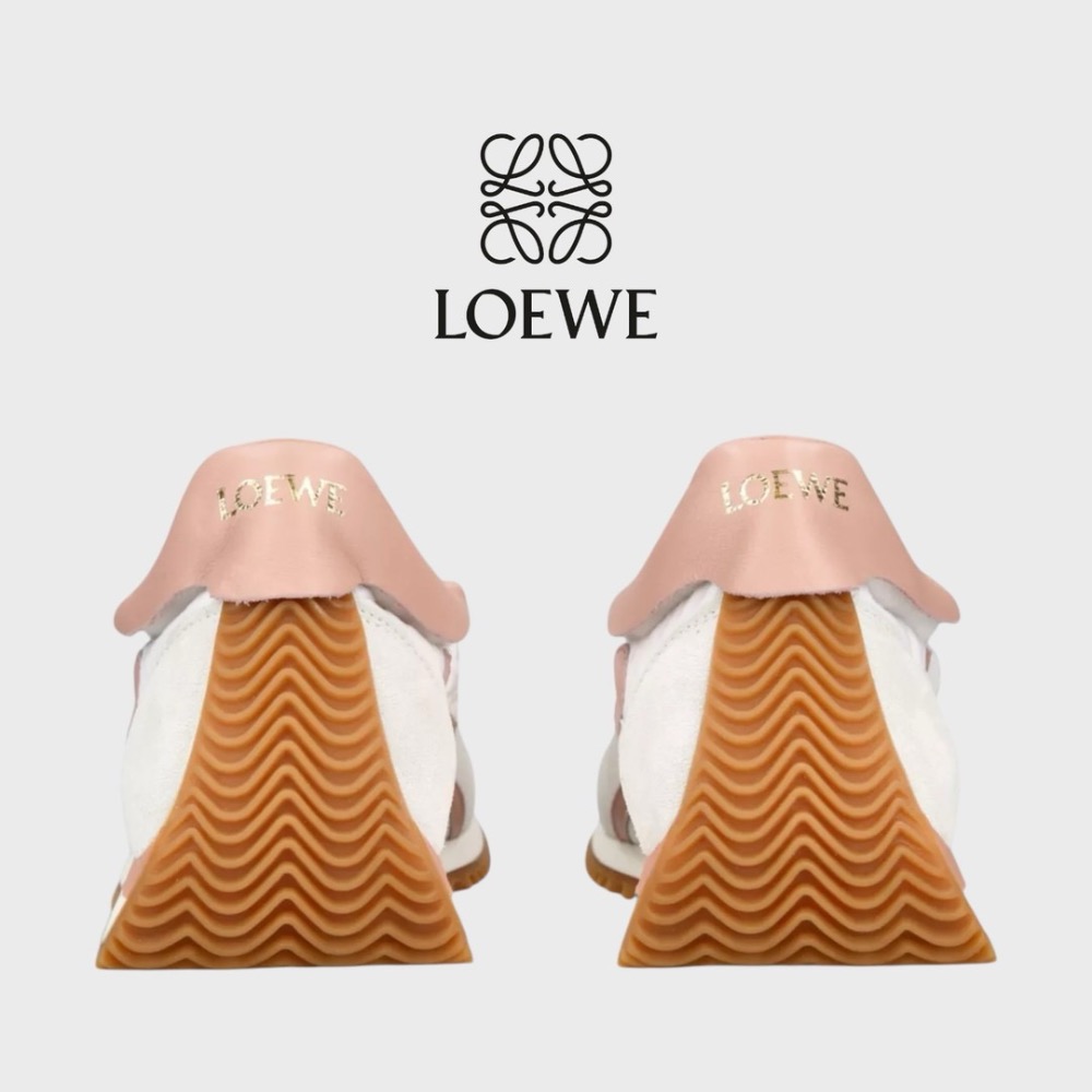 👟Loewe Flow2.0 Runner Suede運動跑鞋｜休閒鞋｜尼龍和麂皮｜｜粉膚白｜白色｜小白鞋｜粉L-細節圖2