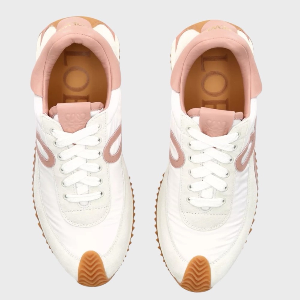👟Loewe Flow2.0 Runner Suede運動跑鞋｜休閒鞋｜尼龍和麂皮｜｜粉膚白｜白色｜小白鞋｜粉L-細節圖3