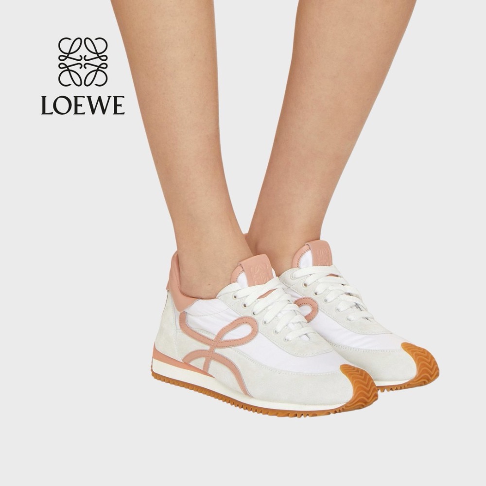 👟Loewe Flow2.0 Runner Suede運動跑鞋｜休閒鞋｜尼龍和麂皮｜｜粉膚白｜白色｜小白鞋｜粉L-細節圖5