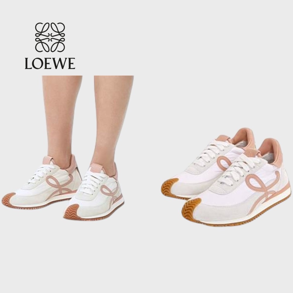 👟Loewe Flow2.0 Runner Suede運動跑鞋｜休閒鞋｜尼龍和麂皮｜｜粉膚白｜白色｜小白鞋｜粉L-細節圖6