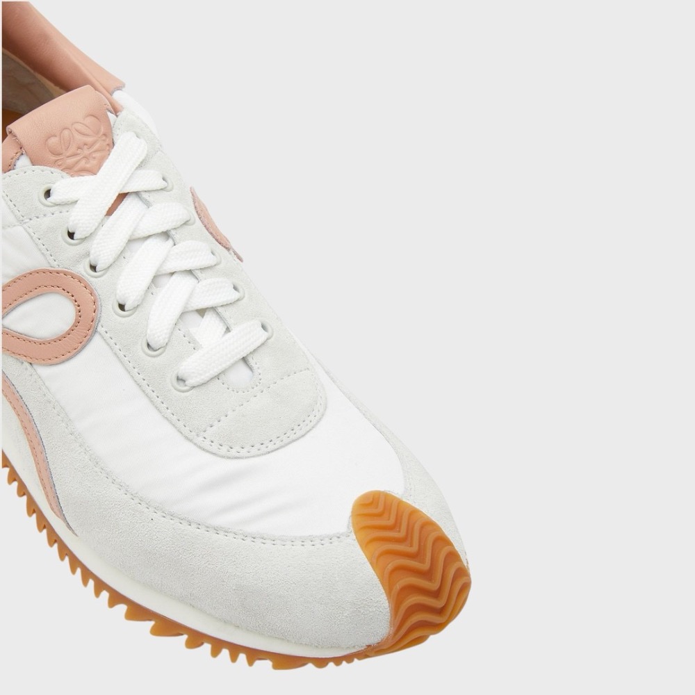 👟Loewe Flow2.0 Runner Suede運動跑鞋｜休閒鞋｜尼龍和麂皮｜｜粉膚白｜白色｜小白鞋｜粉L-細節圖7