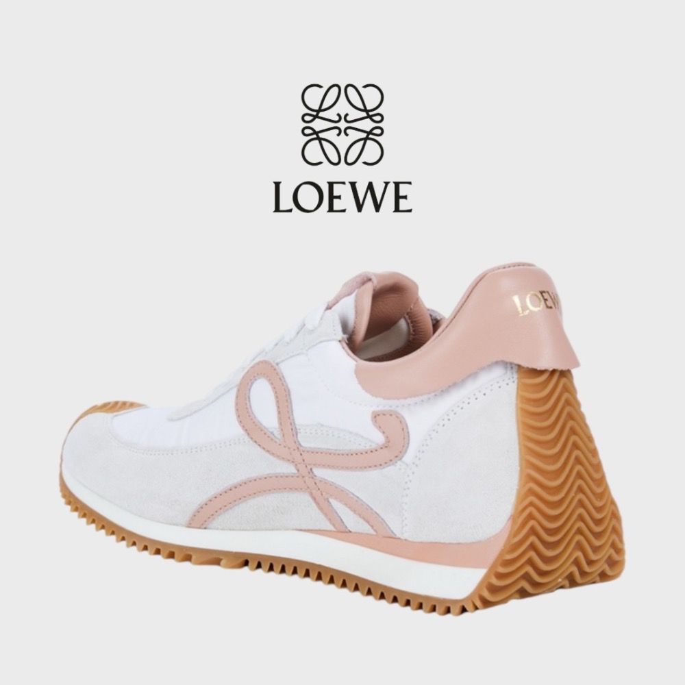 👟Loewe Flow2.0 Runner Suede運動跑鞋｜休閒鞋｜尼龍和麂皮｜｜粉膚白｜白色｜小白鞋｜粉L-細節圖9