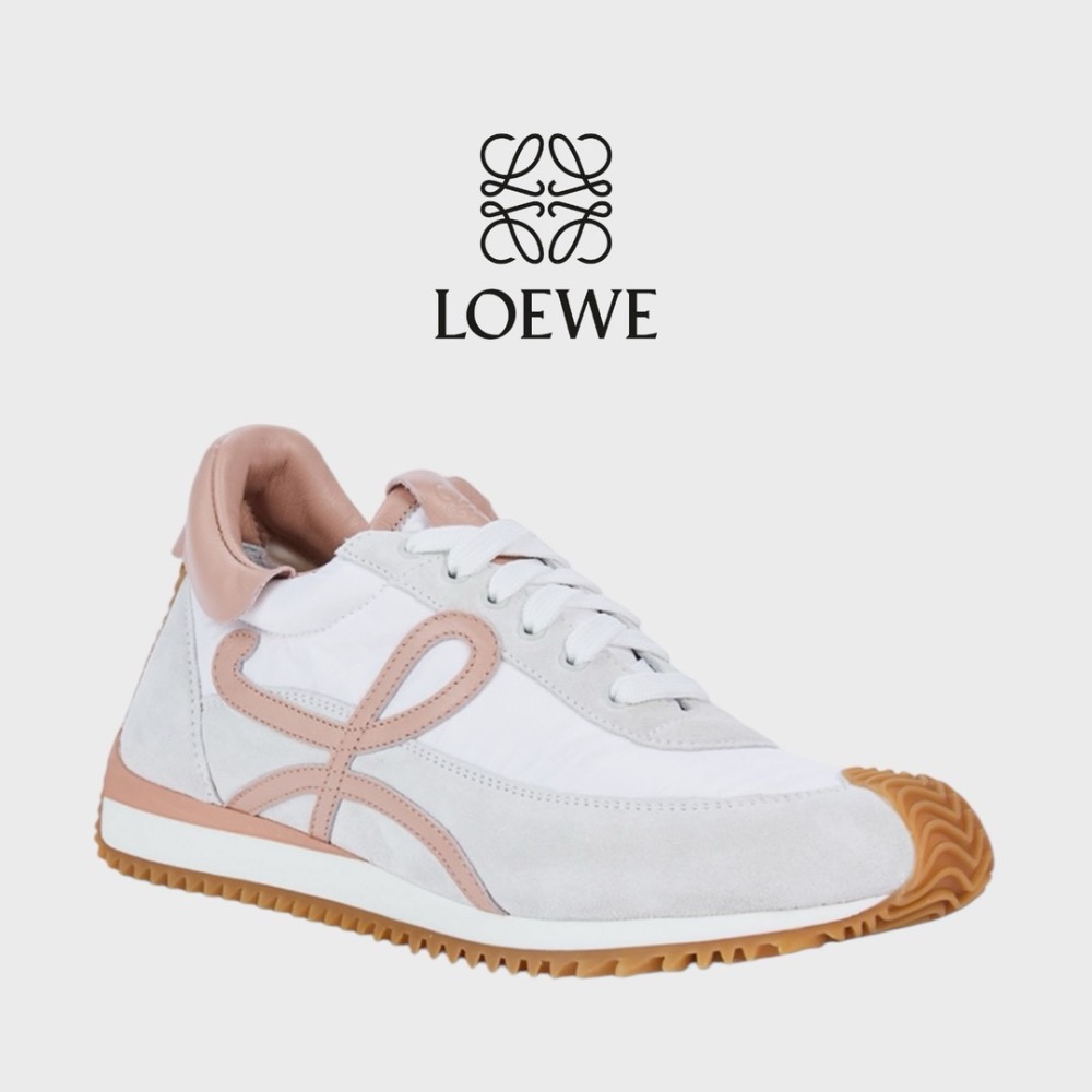 👟Loewe Flow2.0 Runner Suede運動跑鞋｜休閒鞋｜尼龍和麂皮｜｜粉膚白｜白色｜小白鞋｜粉L-細節圖10