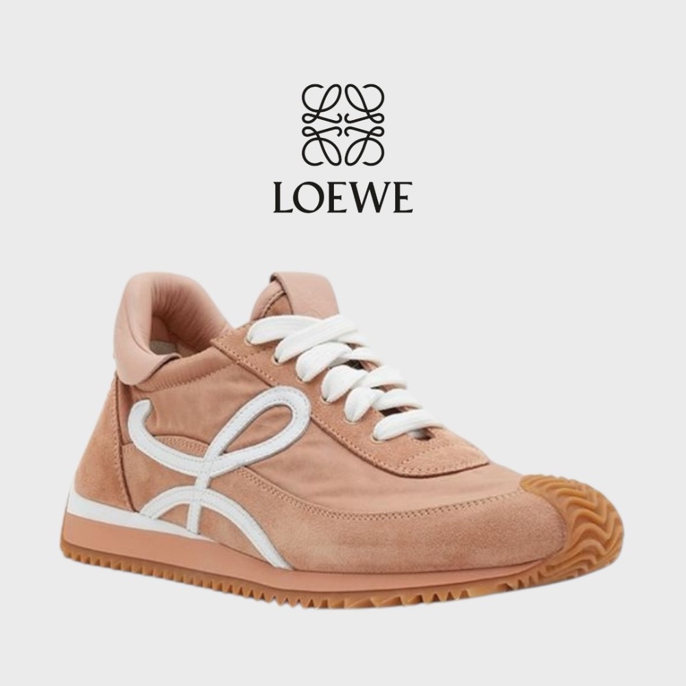 👟Loewe Flow2.0 Runner Suede運動跑鞋｜休閒鞋｜尼龍和麂皮｜｜運動鞋｜粉膚白｜淺紅棕色｜粉膚色-細節圖2