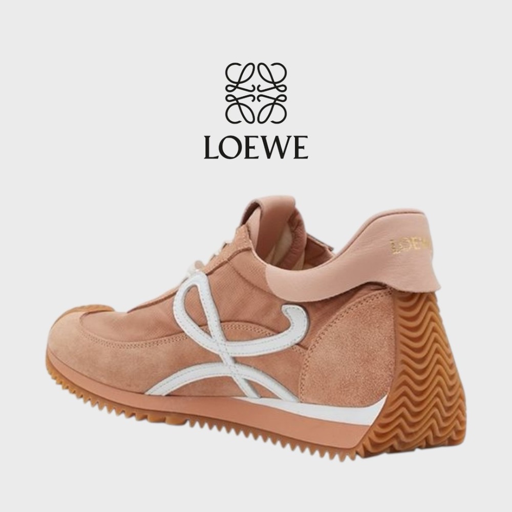 👟Loewe Flow2.0 Runner Suede運動跑鞋｜休閒鞋｜尼龍和麂皮｜｜運動鞋｜粉膚白｜淺紅棕色｜粉膚色-細節圖3