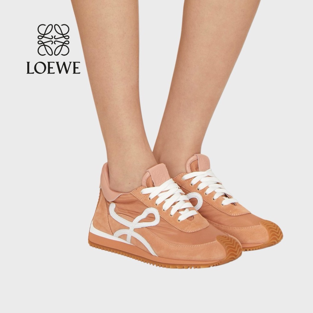 👟Loewe Flow2.0 Runner Suede運動跑鞋｜休閒鞋｜尼龍和麂皮｜｜運動鞋｜粉膚白｜淺紅棕色｜粉膚色-細節圖5