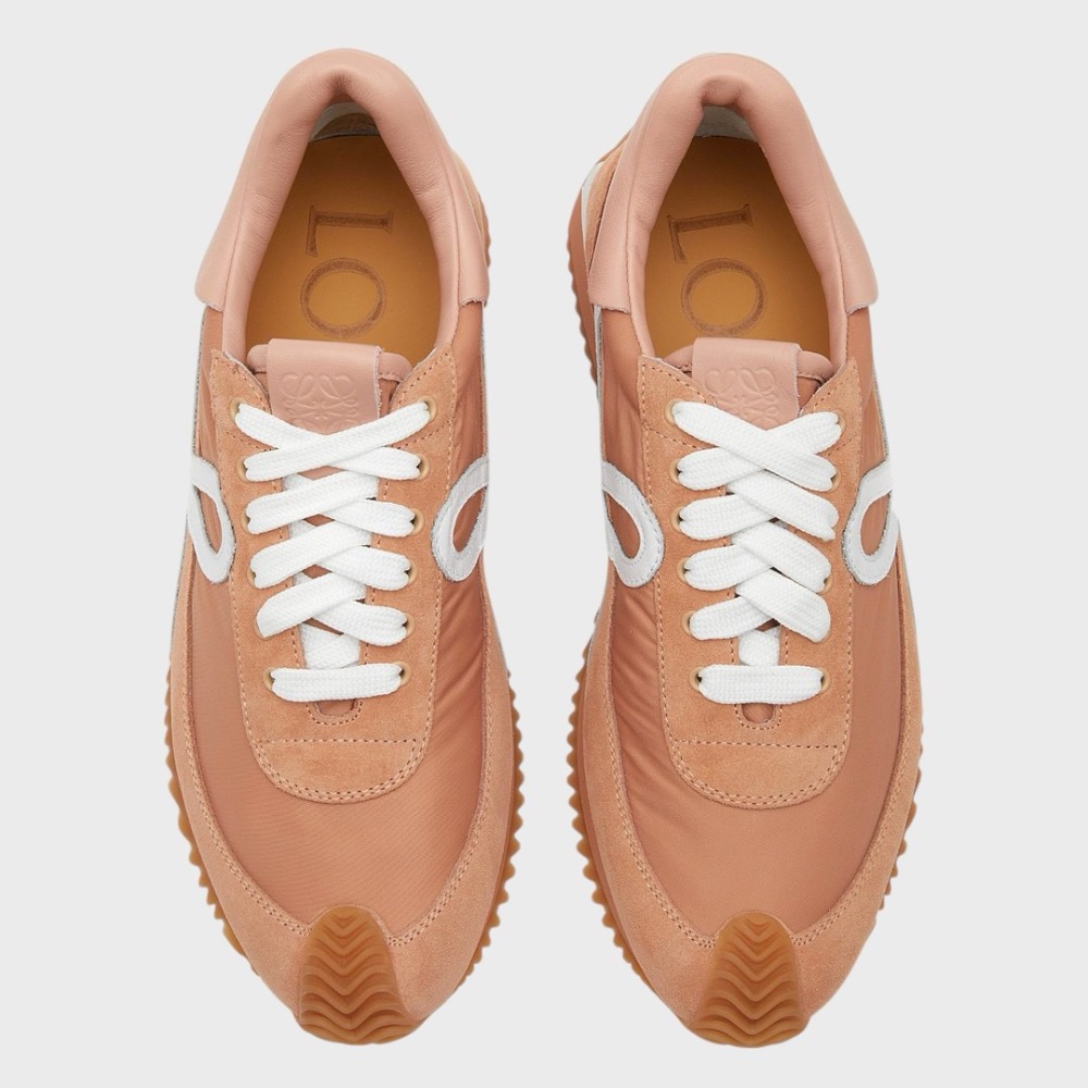 👟Loewe Flow2.0 Runner Suede運動跑鞋｜休閒鞋｜尼龍和麂皮｜｜運動鞋｜粉膚白｜淺紅棕色｜粉膚色-細節圖6