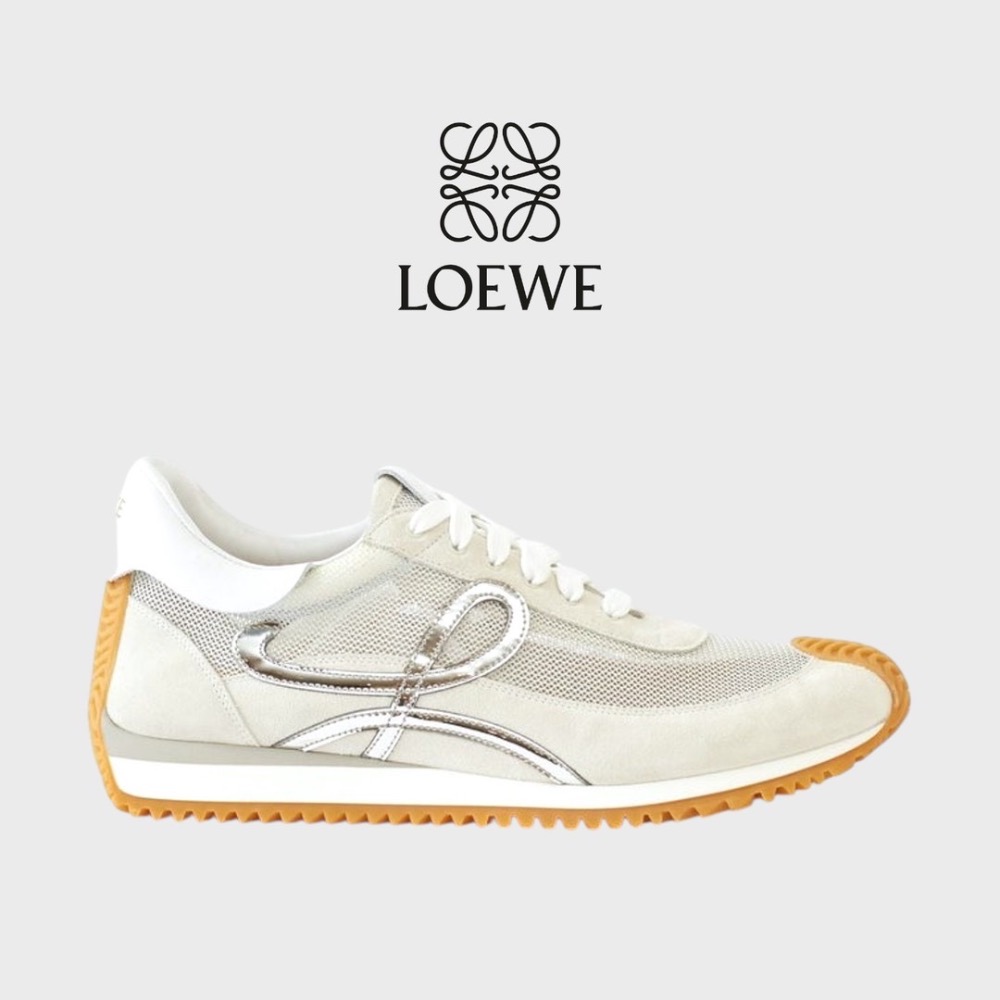👟Loewe Flow2.0 Runner Suede運動跑鞋｜休閒鞋｜尼龍和麂皮｜淺灰銀白｜小白鞋｜骨白｜透氣網眼-規格圖11