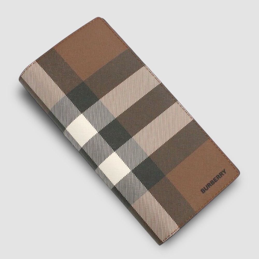 👜Burberry 品牌字母徽標 經典格紋皮革長夾｜暗樺木棕色｜16卡｜拉鍊｜錢夾｜錢包｜環保皮革｜長夾-細節圖4