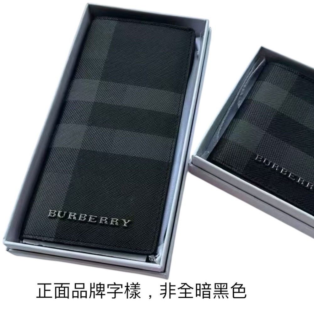 👜Burberry 品牌字母徽標 經典格紋皮革長夾｜炭灰色｜對折｜黑色衍縫縫線｜16卡｜拉鍊｜錢夾｜錢包｜長夾-細節圖5