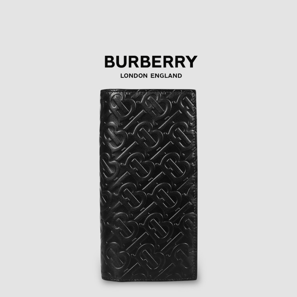👜Burberry 品牌TB字母壓紋皮革長夾｜黑色｜對摺｜對開｜16卡｜拉鍊｜錢夾｜錢包 ｜男女通用款錢包-規格圖11