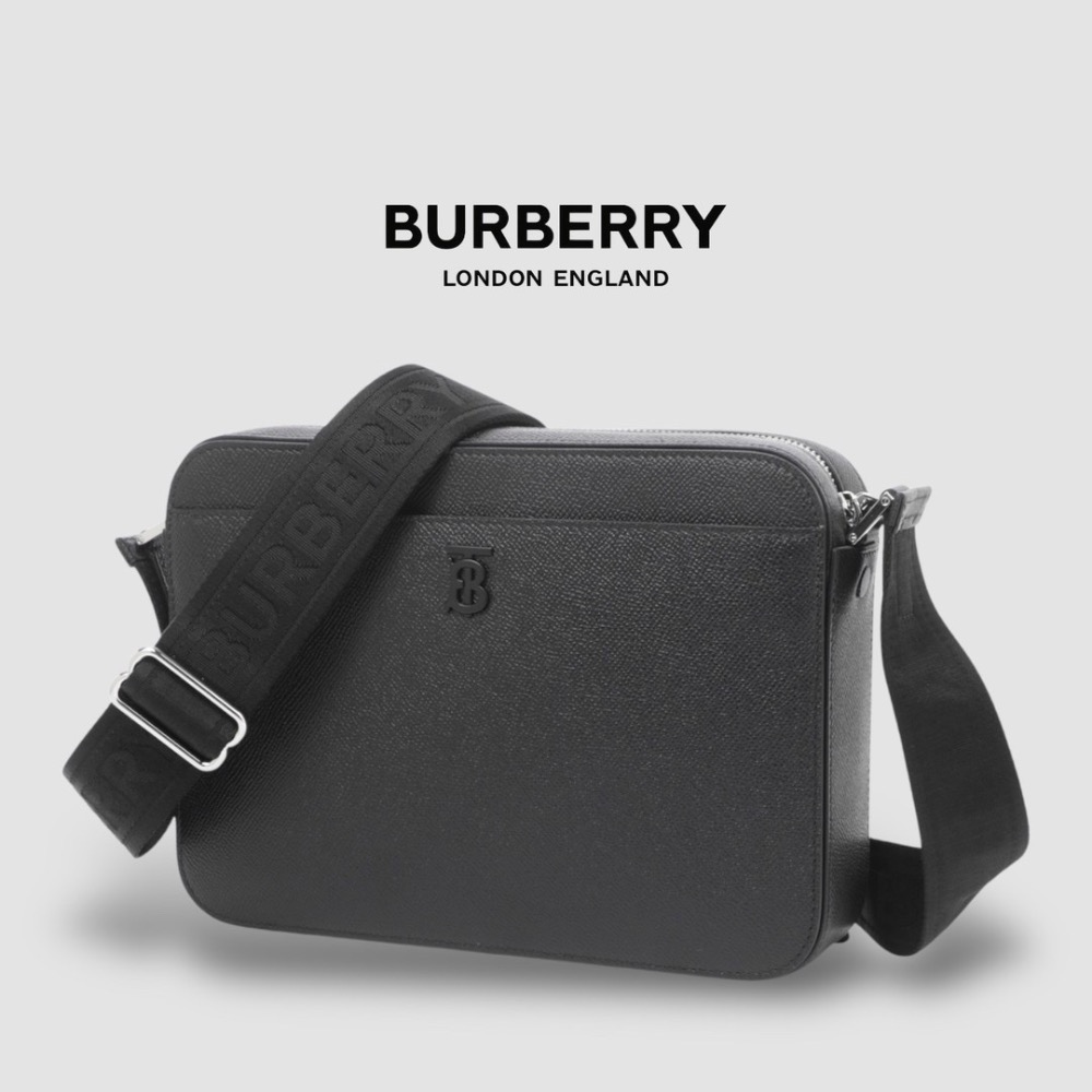 👜Burberry bag 黑色TB字樣金屬Logo 拉鍊包｜隨身包｜隨行包｜肩背包｜斜肩包｜旅遊包｜旅遊包｜環保皮革-細節圖2