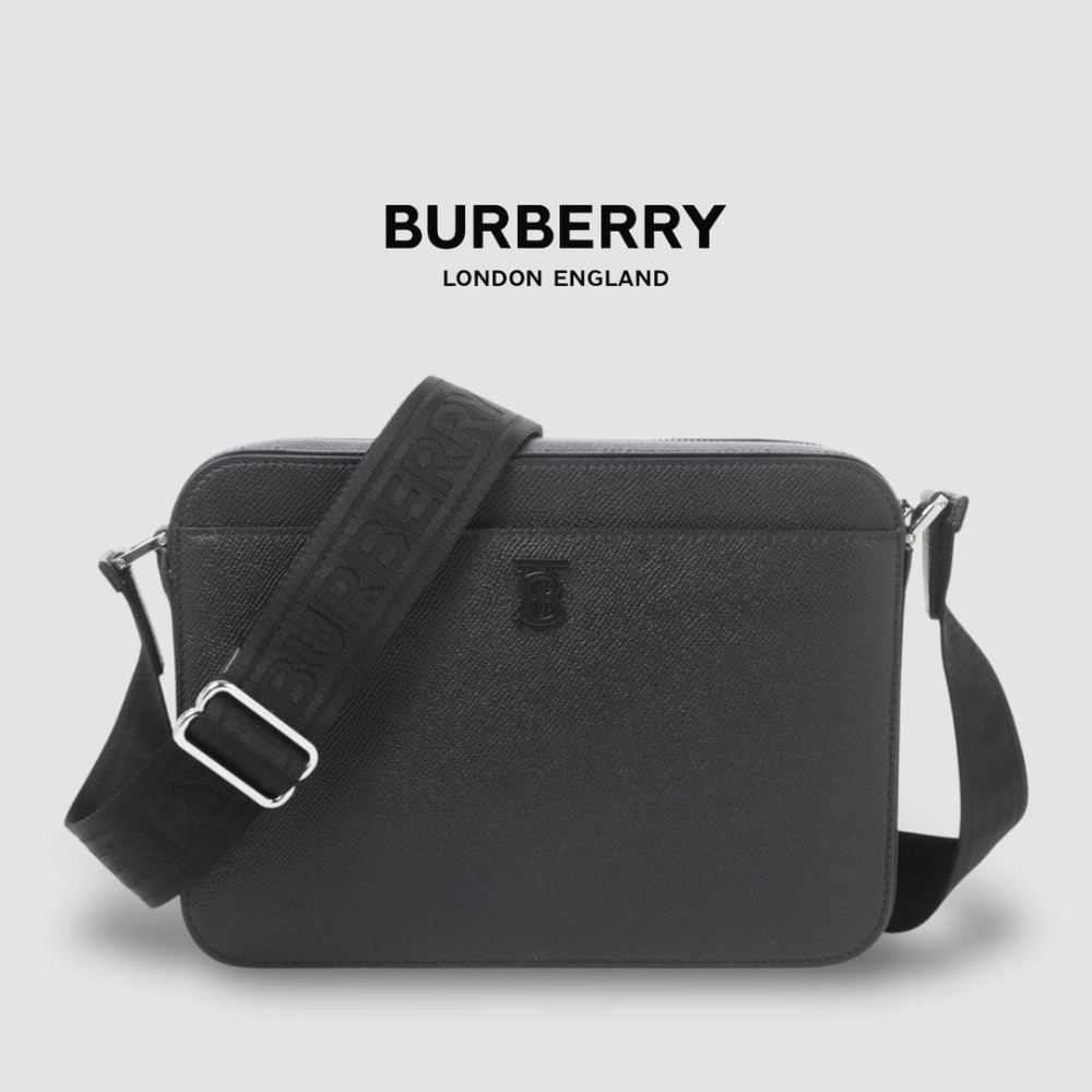 👜Burberry bag 黑色TB字樣金屬Logo 拉鍊包｜隨身包｜隨行包｜肩背包｜斜肩包｜旅遊包｜旅遊包｜環保皮革-規格圖11