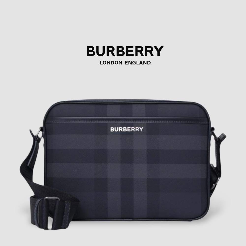 👜Burberry Muswell bag 炭灰色革紋金屬Logo 拉鍊包｜隨身包｜隨行包｜肩背包｜斜肩包｜公事包-規格圖11