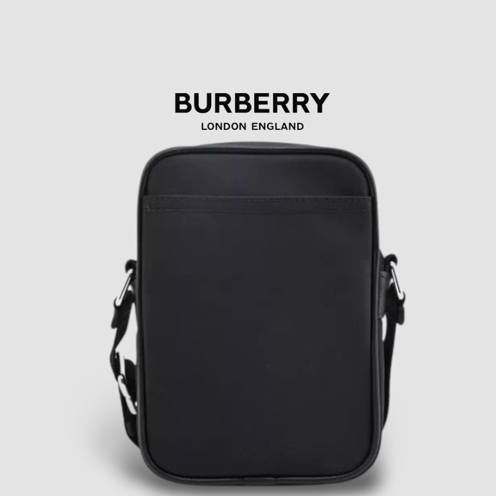 👜Burberry博柏利 Paddy Phone Bag📱品牌大字母黑色尼龍手機包｜輕便小包｜隨行包｜斜肩包｜肩揹包-細節圖2