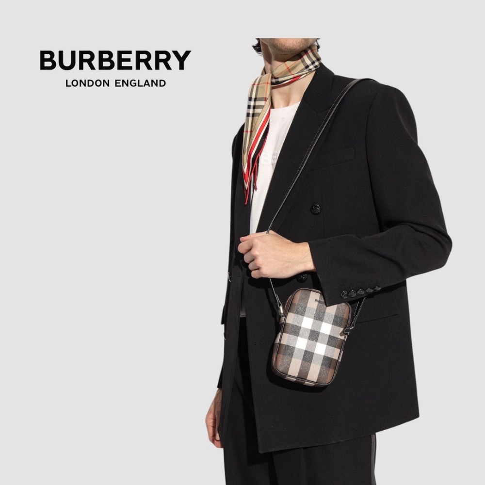 👜Burberry Paddy Phone Bag📱深樺木棕色格紋｜手機包｜輕便小包｜隨行包｜斜肩包｜肩揹包｜格紋棕-細節圖4