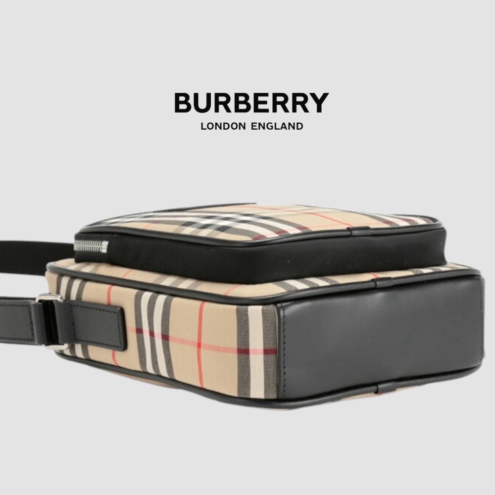 👜Burberry Freddie 復古蜂蜜棕格紋斜肩包｜📱手機包｜肩背包｜隨身包｜隨行包｜小包｜卡其色-細節圖8