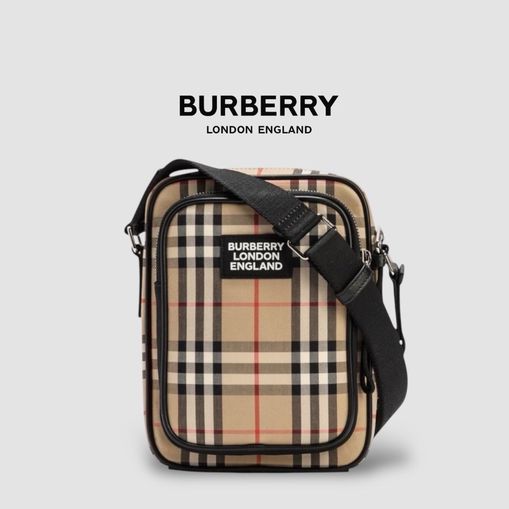 👜Burberry Freddie 復古蜂蜜棕格紋斜肩包｜📱手機包｜肩背包｜隨身包｜隨行包｜小包｜卡其色-規格圖11