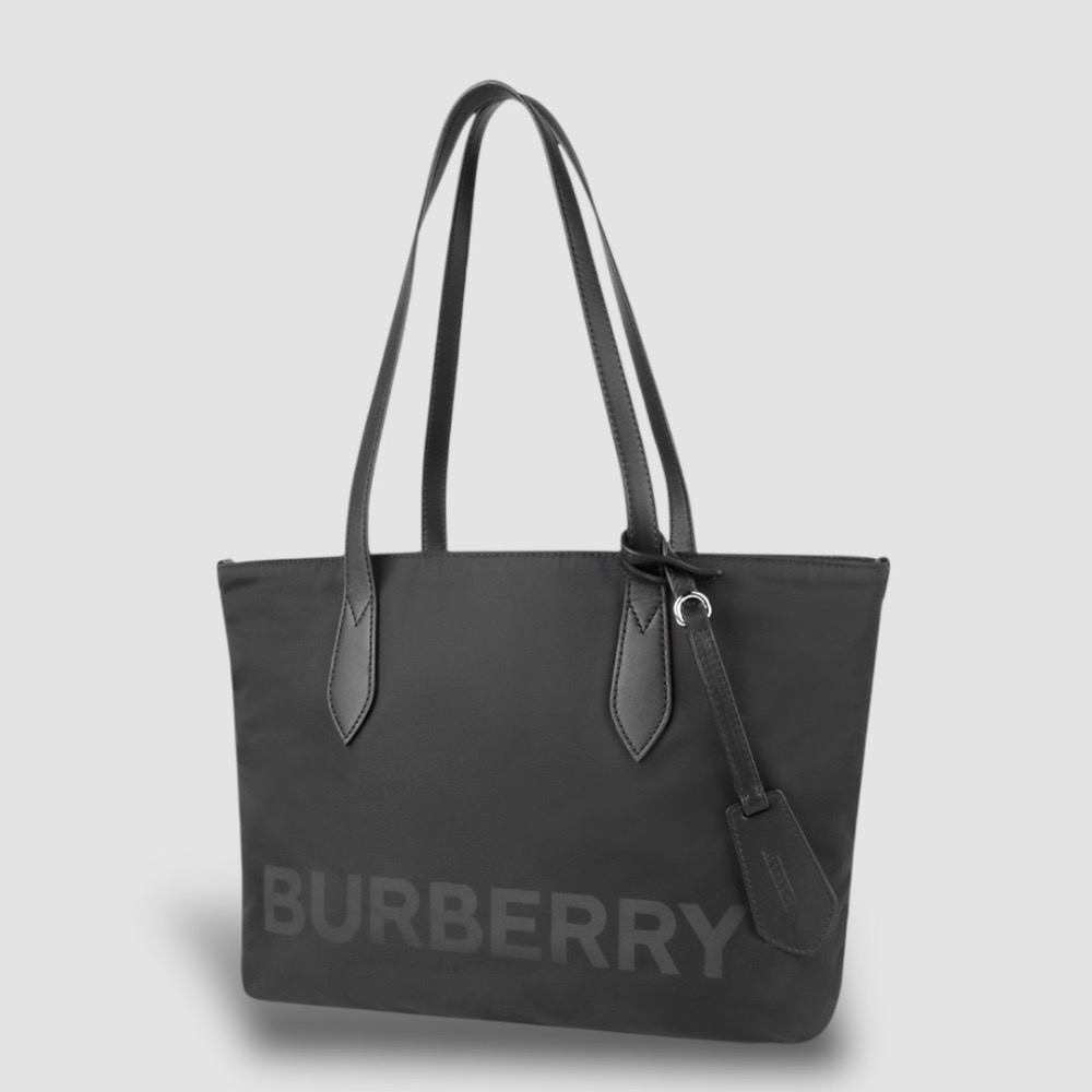 👜Burberry 經典LOGO字樣尼龍托特包｜手提包｜肩背包｜黑色｜防潑水｜男女通用款-細節圖3