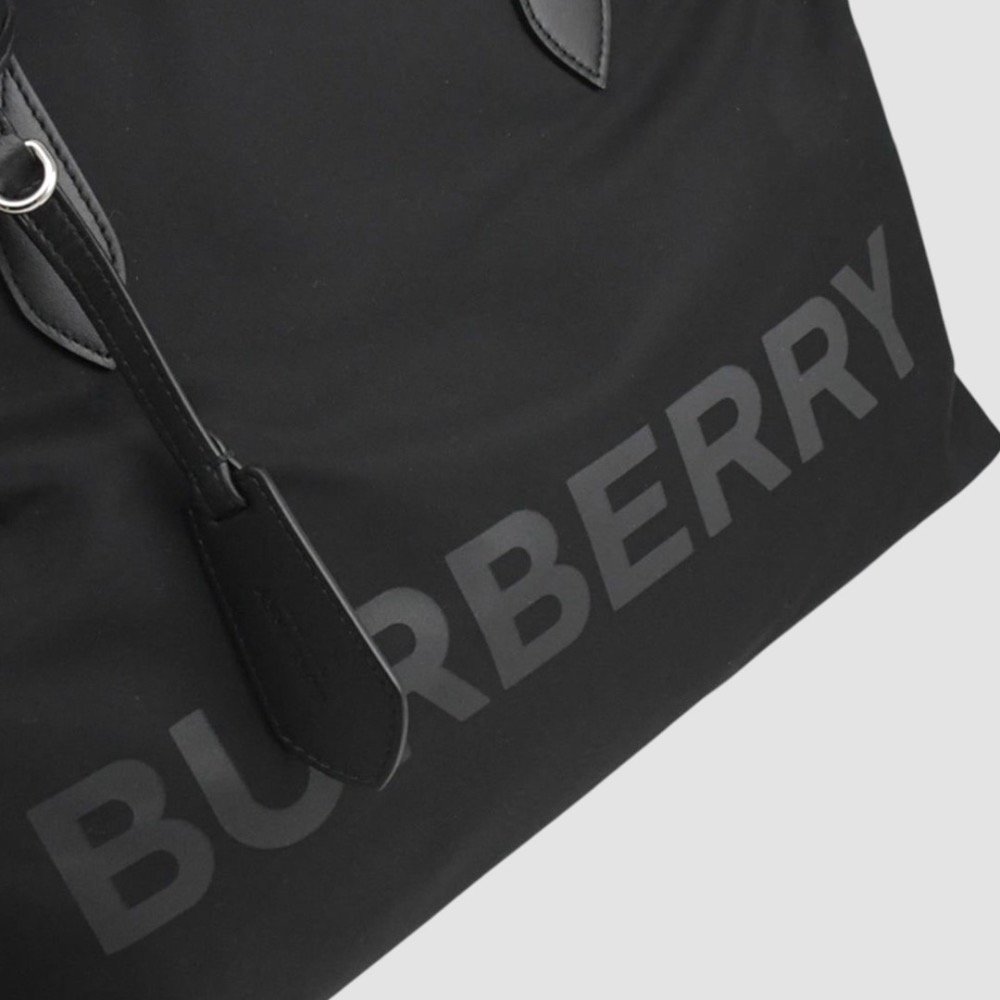 👜Burberry 經典LOGO字樣尼龍托特包｜手提包｜肩背包｜黑色｜防潑水｜男女通用款-細節圖9