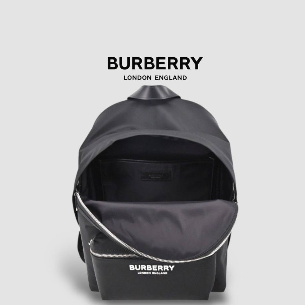 👜Burberry Logo print backpack 品牌字母徽標黑色尼龍背包｜後背包｜緩衝減震背帶｜男女通用款-細節圖10
