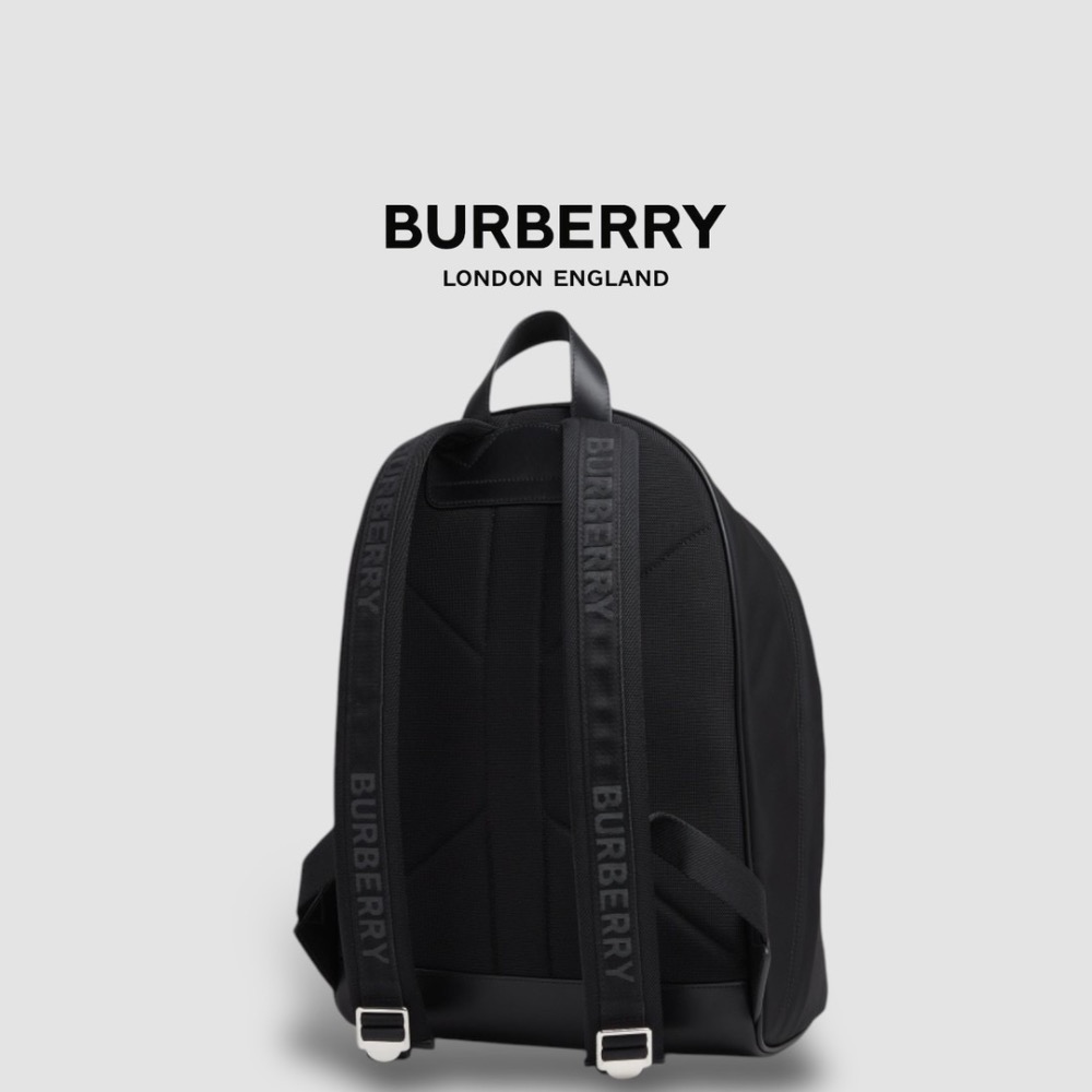 👜Burberry Logo print backpack 品牌字母徽標黑色尼龍背包｜後背包｜緩衝減震背帶｜男女通用款-細節圖11