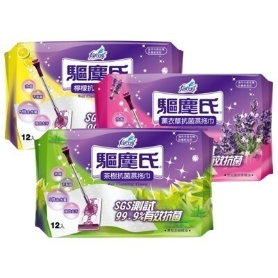花仙子 驅塵氏  抗菌濕拖巾 （12張）茶樹精油/薰衣草精油/檸檬精油 除塵紙 驅塵氏除塵紙 拖把 除塵巾 拖地-細節圖2
