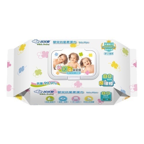 拭拭樂 超厚嬰兒抗菌濕紙巾(巧扣立蓋) 80抽 濕紙巾-細節圖2