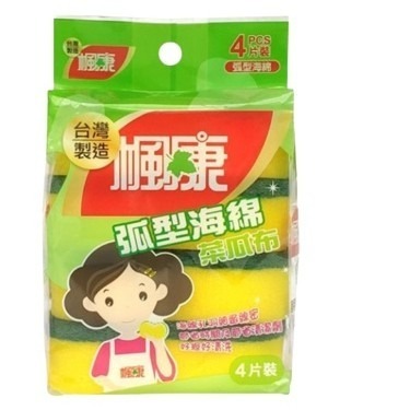 楓康 弧型 海綿 菜瓜布（4入裝）多用途強效菜瓜布 三效海棉菜瓜布 細緻專用菜瓜布 弧形菜瓜布-細節圖5