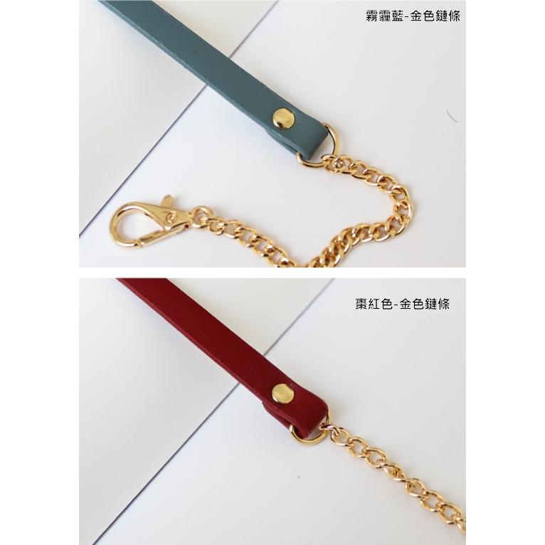 0.9寬  真皮背帶 單肩背帶 手拎帶 若山雅子色系鏈條帶 48公分長-細節圖4
