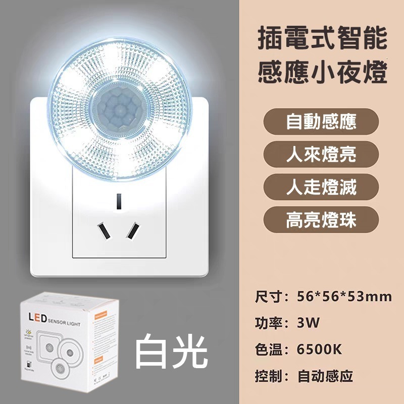 台灣現貨 人體感應燈 LED 110V 插電 紅外線 小夜燈 節能 智能 廁所 臥室 夜光 4W-規格圖8