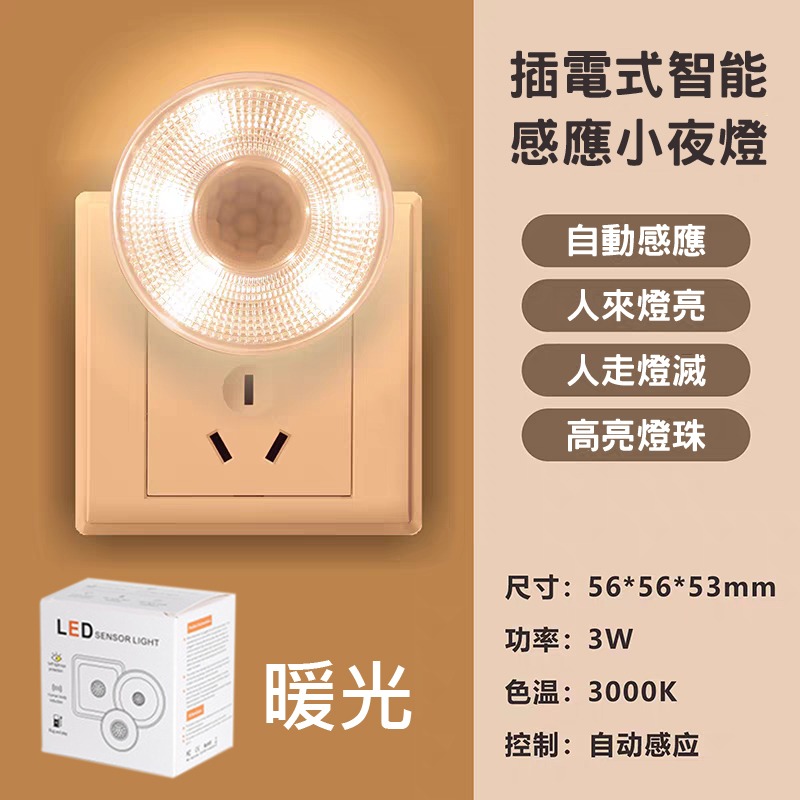 台灣現貨 人體感應燈 LED 110V 插電 紅外線 小夜燈 節能 智能 廁所 臥室 夜光 4W-規格圖8