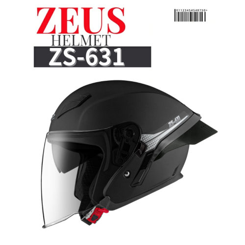 ZEUS ZS-631 BS2 素色 全配 內墨片 後擾流 3/4 罩安全帽