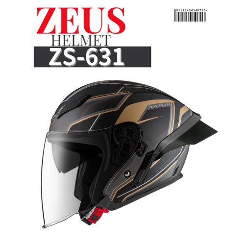ZEUS ZS-631 BS1 全配 內墨片 後擾流 3/4 罩安全帽