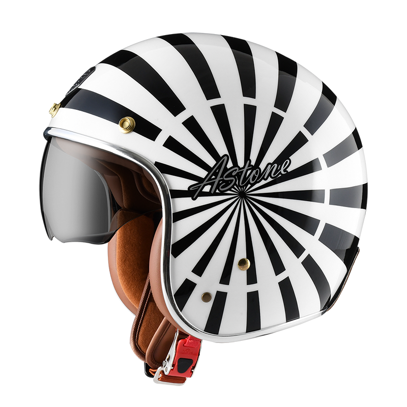 ASTONE SP7 AT46 彩繪  經典菱格紋棕色皮革內襯  全新歐式復古帽-規格圖6