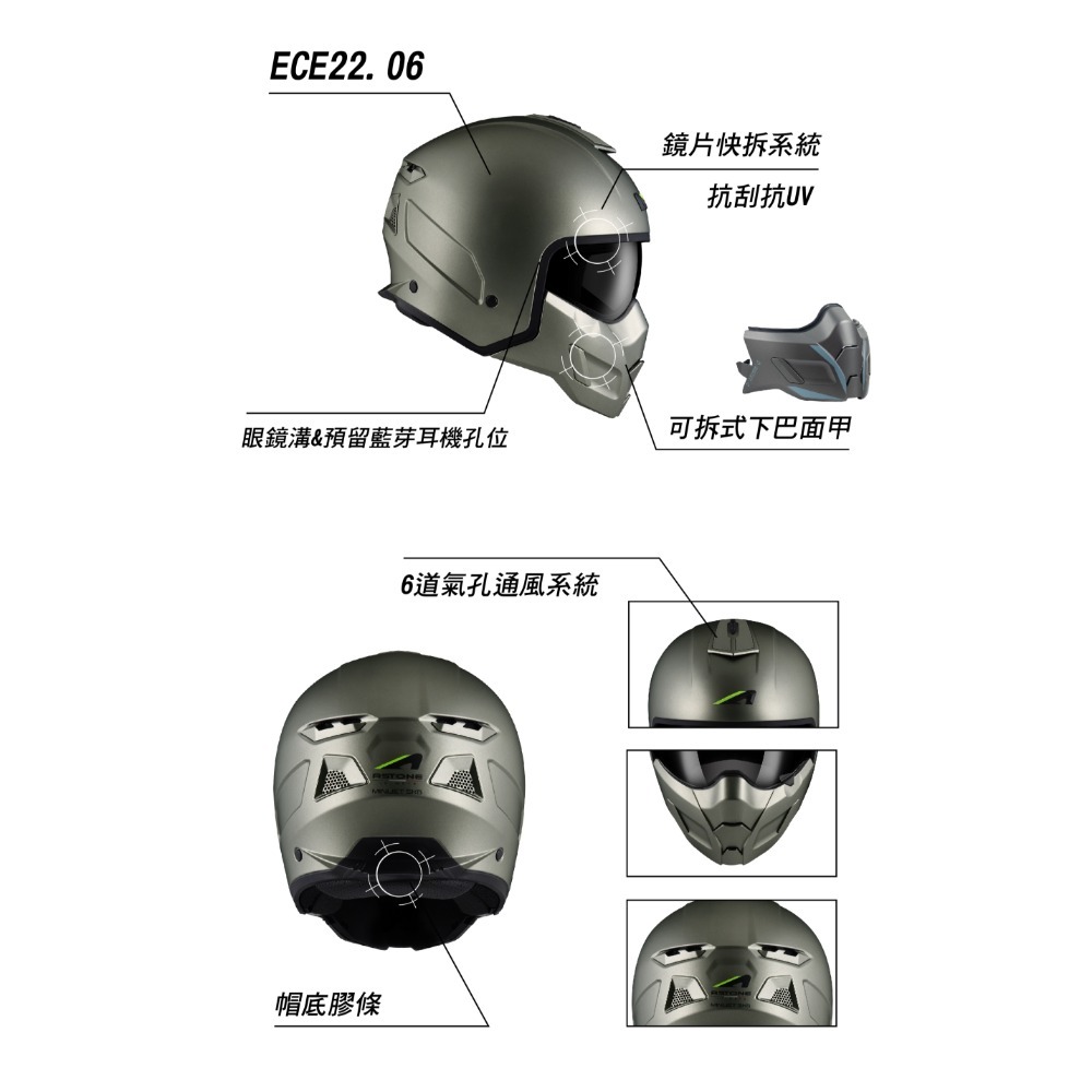 ASTONE SK6 素色 可拆式下巴面甲 ECE22.06認證  複合式安全帽-細節圖7