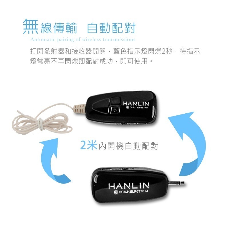 現貨 領折價券 HANLIN 2C 2.4 MIC Plus 教學隱形雙耳掛隨插即用免配對無線耳機無線麥克風-細節圖2