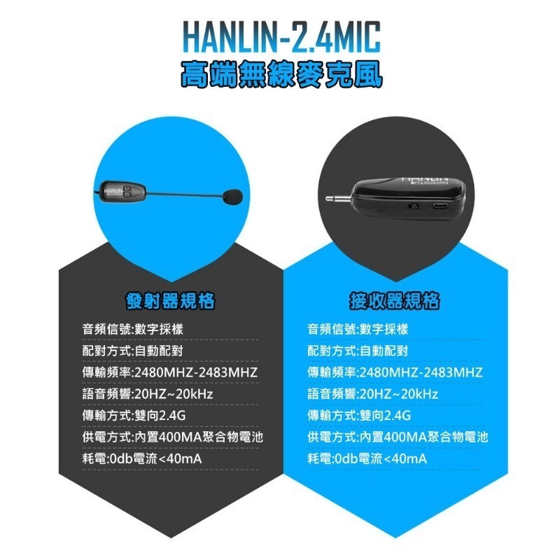 現貨 領折價劵 HANLIN  2.4MIC 頭戴 2.4G 麥克風(最遠達80米) 隨插即用免配對-細節圖8