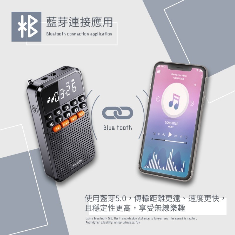 現貨 領折價券 HANLIN FMBT1迷你藍芽FM收音機小霸王 藍芽喇叭  MP3  USB充電 聽廣播-細節圖5