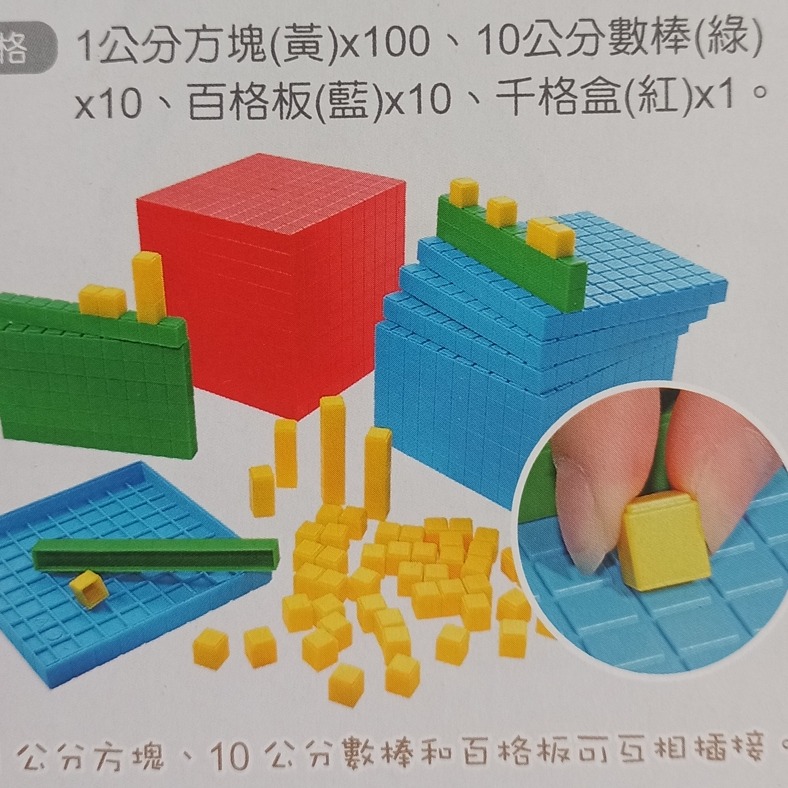 十進位 數學積木 4色空心可連接 方塊 數棒 直線 面積 體積  台灣製造 安全可靠 10進位積木 遊思樂 USL-細節圖2