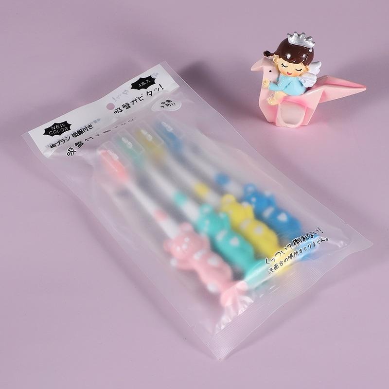 (當日出貨)4入組吸盤式兒童牙刷 兒童牙刷 軟毛 刷頭 牙刷 兒童細軟毛牙刷 站立兔子牙刷 站立小熊牙刷【A033】-細節圖6